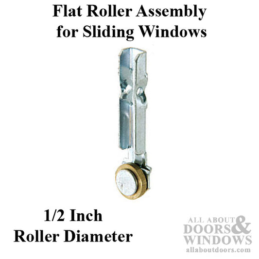 Roller Assembly (Flat) - Sliding Windows, Vertical Rail - Brass / Steel