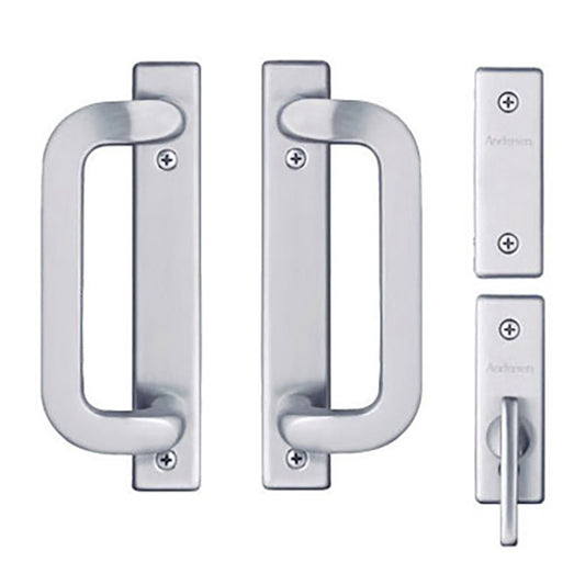 Andersen Frenchwood Gliding Door Trim Hardware, Anvers 4 Panel Interior and Exterior - Satin Nickel