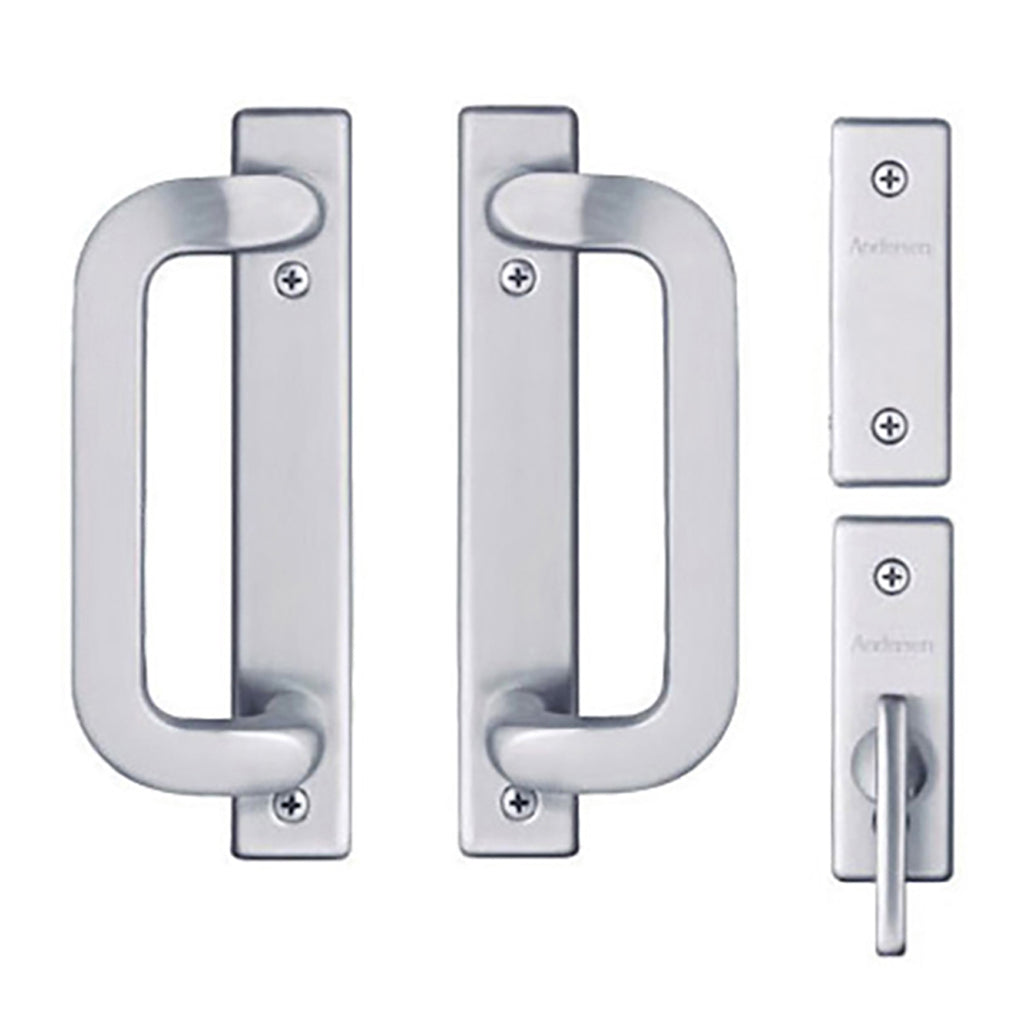 Andersen Frenchwood Gliding Door Trim Hardware, Anvers 4 Panel Interior and Exterior - Satin Nickel - Andersen Frenchwood Gliding Door Trim Hardware, Anvers 4 Panel Interior and Exterior - Satin Nickel