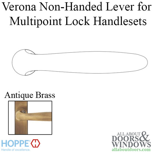 Verona Non-Handed Lever Handle for Multipoint Lock Handlesets - Antique Brass