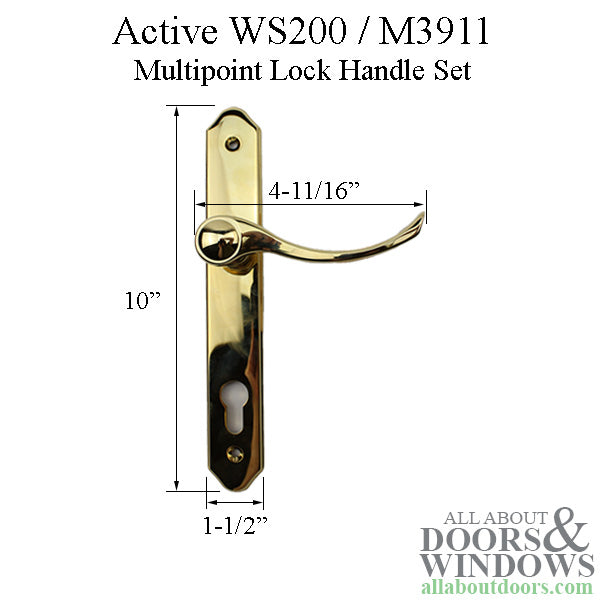 Active WS200 / M3911 Multipoint Lock Handle Set - PVD Polished Brass - Active WS200 / M3911 Multipoint Lock Handle Set - PVD Polished Brass