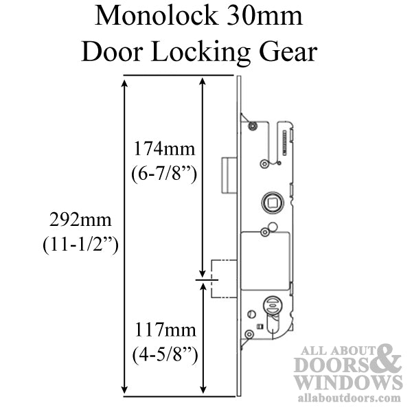 G-U Monolock 30/92 Single Point Mortise Lock (SPL) - Stainless Steel - G-U Monolock 30/92 Single Point Mortise Lock (SPL) - Stainless Steel