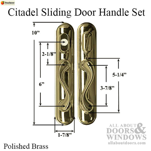 IPD / Peachtree Sliding Door Handle Set - Polished Brass - IPD / Peachtree Sliding Door Handle Set - Polished Brass