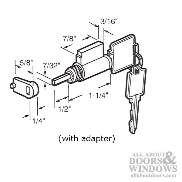 Cylinder Lock - Sliding Patio Door, 5 Pin Tumbler - KD - Cylinder Lock - Sliding Patio Door, 5 Pin Tumbler - KD