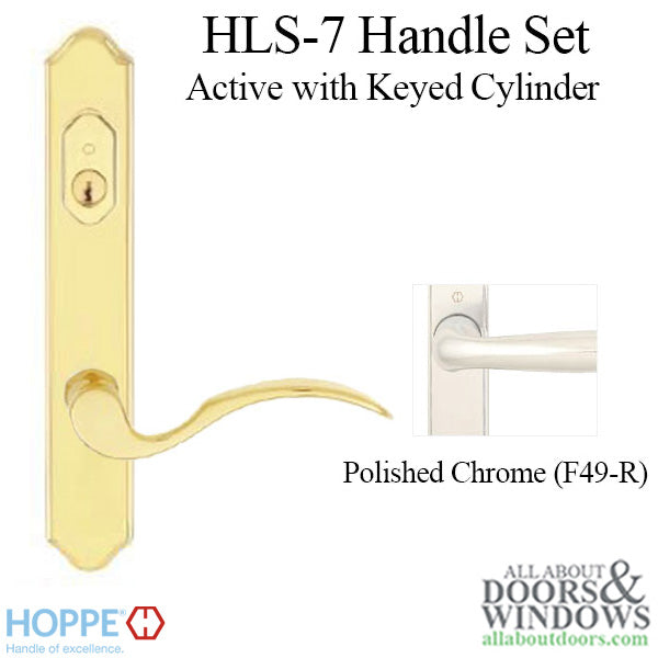 HOPPE HLS7 Handle Set with Munchen Lever Keyed Active Polished Chrome - HOPPE HLS7 Handle Set with Munchen Lever Keyed Active Polished Chrome