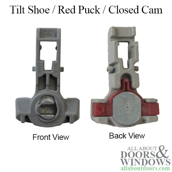 Tilt shoe, 1-1/4 x 17/32  Red Puck, Closed Cam Inverted Channel Balance - G - Tilt shoe, 1-1/4 x 17/32  Red Puck, Closed Cam Inverted Channel Balance - G