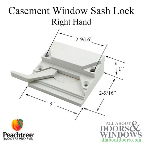 Blemished Peachtree Casement Window Sash Lock, 4 Screw Holes, 2-9/16