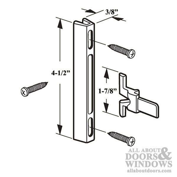 Non-Handed Plastic Latch & Aluminum Strike Set for Sliding Screen Door - Choose Color - Non-Handed Plastic Latch & Aluminum Strike Set for Sliding Screen Door - Choose Color