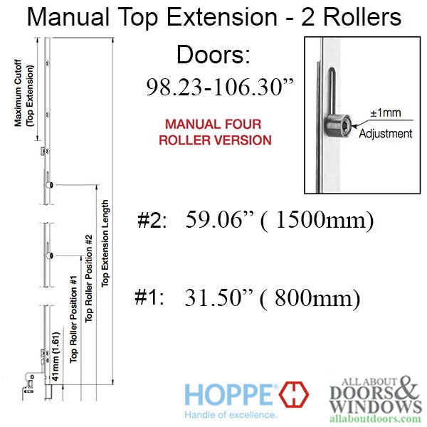 16mm Manual 4 Roller Top Extension, Rollers at 31.50 Inch and 59.06 Inch, 68.70 - 16mm Manual 4 Roller Top Extension, Rollers at 31.50 Inch and 59.06 Inch, 68.70