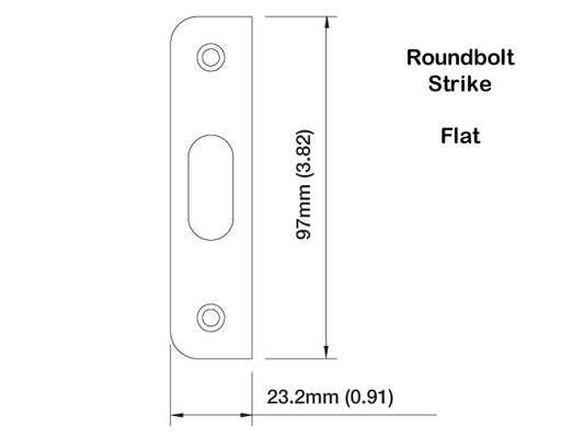 Strike Plate, RR560, Roundbolt  0.91 x 3.82 -Brass