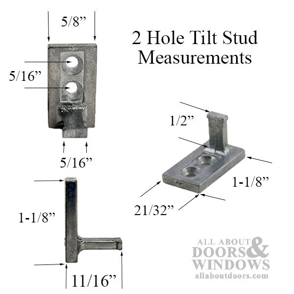 Cam Pivot, 2 hole Tilt Stud for Tilt-In wood windows - Zinc Diecast - Cam Pivot, 2 hole Tilt Stud for Tilt-In wood windows - Zinc Diecast