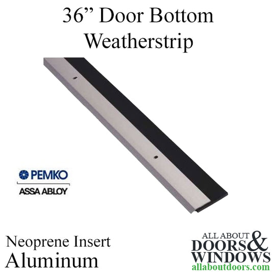 Door bottom weatherstrip, 36", Aluminum with Black Neoprene insert