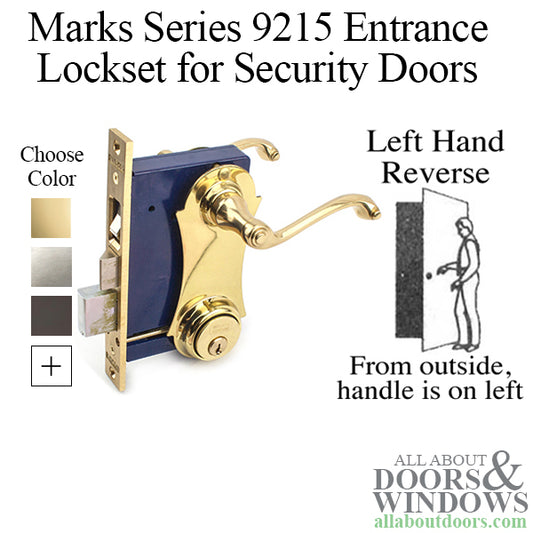 Marks Series 9215 Unilock Entrance Lockset - 1" x 7-1/8" Lock Face - Left Hand Reverse - Choose Color