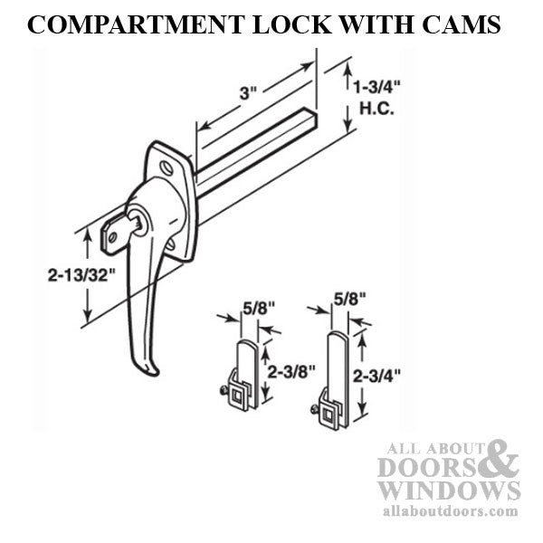 Discontinued - RV Camper Door L Locking Handle - 1-3/4 inch - Discontinued - RV Camper Door L Locking Handle - 1-3/4 inch