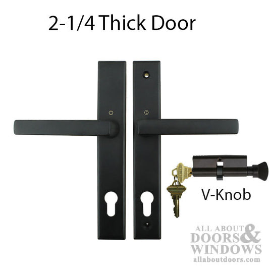 HOPPE Dallas Multipoint Lock Handle Set Contemporary 2.25 Inch Door Active 40/40 Cylinder Matte Black