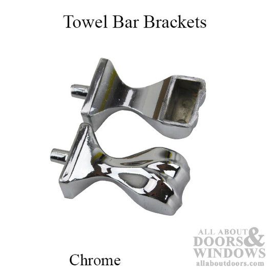 Towel Bar Bracket, One Stud - Brushed Chrome, Pairs
