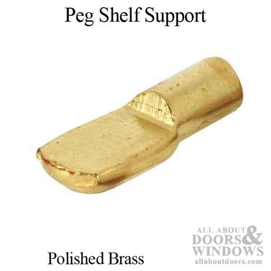 Peg Shelf Support, Spoon style, 9/32" (7mm) - Polished Brass