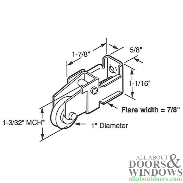 Sliding Patio Door Roller Assembly with Adjustable Steel Housing Assembly 1 Inch Steel Ball Bearing Wheel Diameter - Sliding Patio Door Roller Assembly with Adjustable Steel Housing Assembly 1 Inch Steel Ball Bearing Wheel Diameter