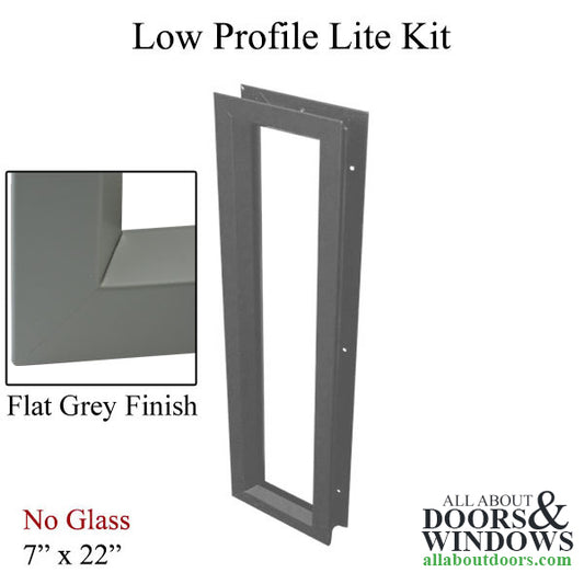 Commercial Door Lite Frames, 7" x 22"  low profile metal, screw together - Grey