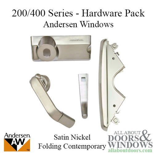 Andersen Casement Window - 200/400 Series - Hardware Pack - Folding Contemporary - Satin Nickel - Andersen Casement Window - 200/400 Series - Hardware Pack - Folding Contemporary - Satin Nickel