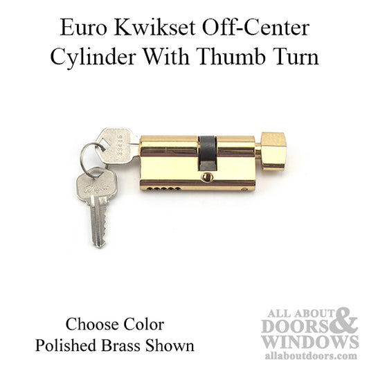 Active Keyed Euro Kwikset Off Center Cylinder w/ Thumb Turn - Choose Color