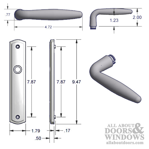 Inactive Handle Set 800C - for Multipoint Locks - Solid Brass - Choose Finish - Inactive Handle Set 800C - for Multipoint Locks - Solid Brass - Choose Finish