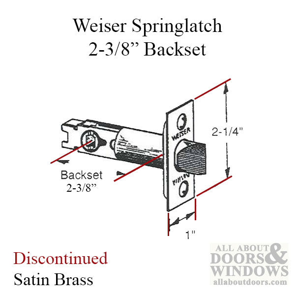 Weiser Springlatch,  2-3/8 Fixed  Backset, Square Face - Weiser Springlatch,  2-3/8 Fixed  Backset, Square Face