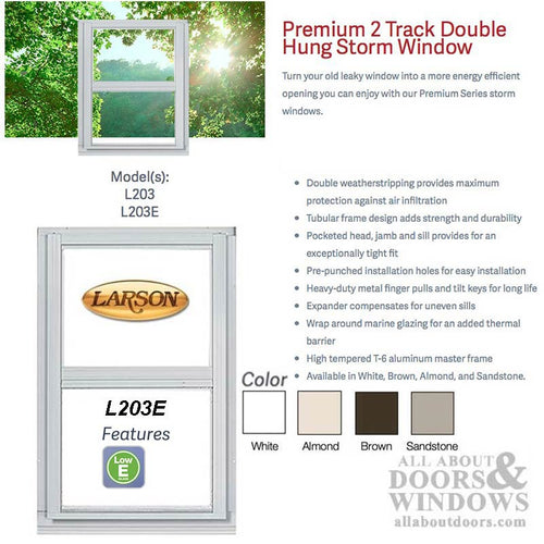 Larson Premium Double Hung 2-Track Storm Window, Low-E Glass - Larson Premium Double Hung 2-Track Storm Window, Low-E Glass