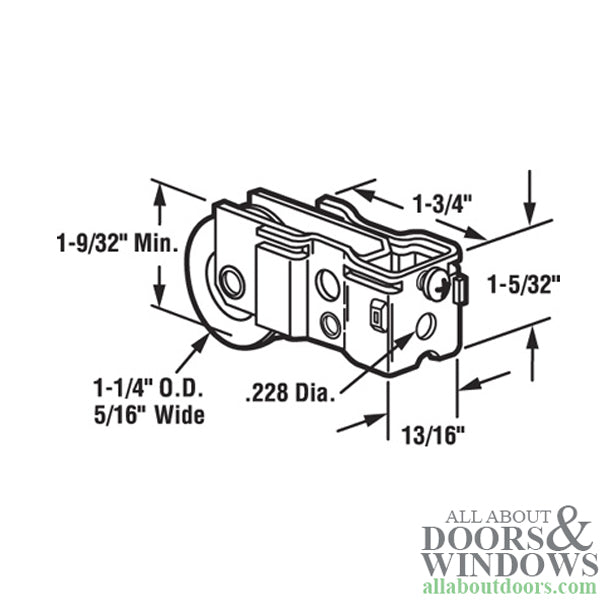 Sliding Glass Door Roller Assembly 1.25 Inch Steel Ball Bearing Wheel Diameter - Sliding Glass Door Roller Assembly 1.25 Inch Steel Ball Bearing Wheel Diameter