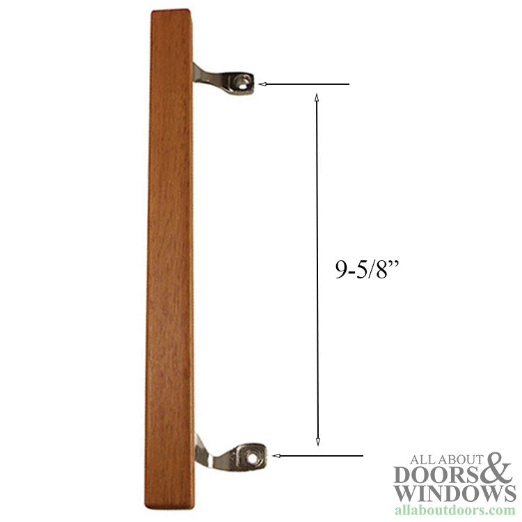 Sliding Patio Door Handle, Wood, Metal Brackets, 9-5/8 Inch Screw Hole Center - Sliding Patio Door Handle, Wood, Metal Brackets, 9-5/8 Inch Screw Hole Center