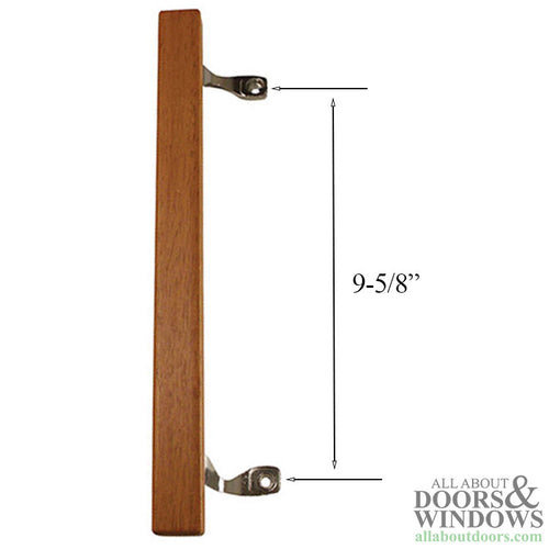 Sliding Patio Door Handle, Wood, Metal Brackets, 9-5/8 Inch Screw Hole Center - Sliding Patio Door Handle, Wood, Metal Brackets, 9-5/8 Inch Screw Hole Center