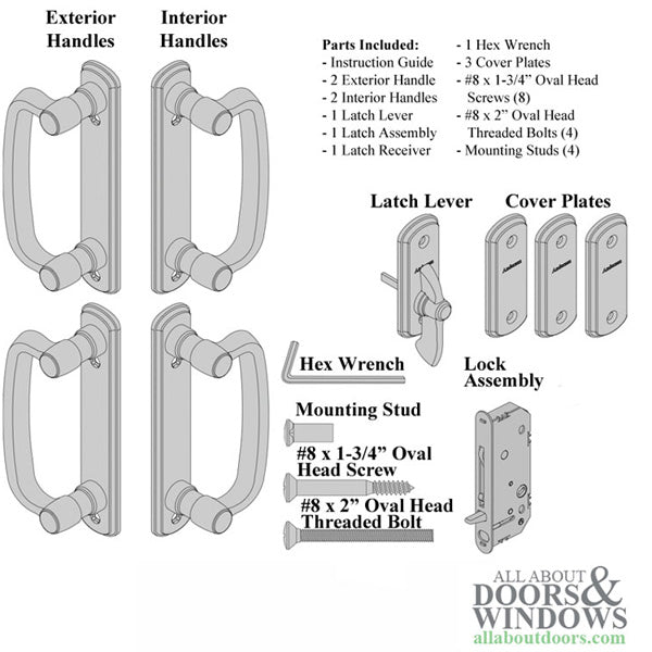 Blemished Andersen Frenchwood Gliding Door Trim Hardware, Albany, 4 Panel Interior and Exterior - Stone - Blemished Andersen Frenchwood Gliding Door Trim Hardware, Albany, 4 Panel Interior and Exterior - Stone