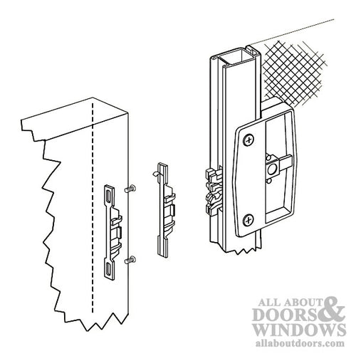 Non-Handed Plastic Latch & Pull Handle Set with Security Lock for Sliding Screen Door - Black - Non-Handed Plastic Latch & Pull Handle Set with Security Lock for Sliding Screen Door - Black