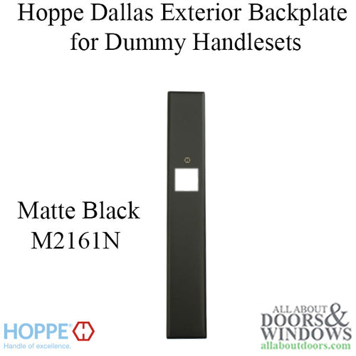 HOPPE Dallas Exterior Backplate M2161N for Dummy Handlesets - Matte Black - HOPPE Dallas Exterior Backplate M2161N for Dummy Handlesets - Matte Black