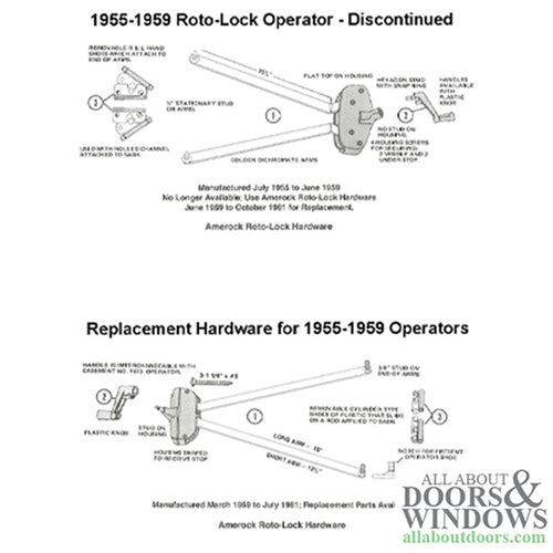 Andersen 1955-1959 Roto-Lock Operator - Discontinued - Andersen 1955-1959 Roto-Lock Operator - Discontinued