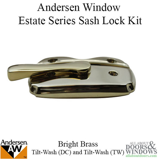 Andersen Tilt-Wash (DC) and Tilt-Wash (TW) Windows - Estate Series Sash Lock,  Bright Brass