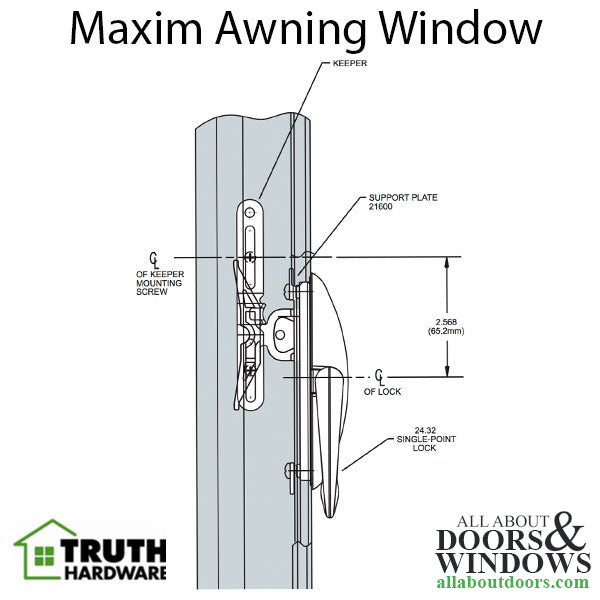 24.32 Sash lock, Non-Handed Awning Window, Maxim - 24.32 Sash lock, Non-Handed Awning Window, Maxim