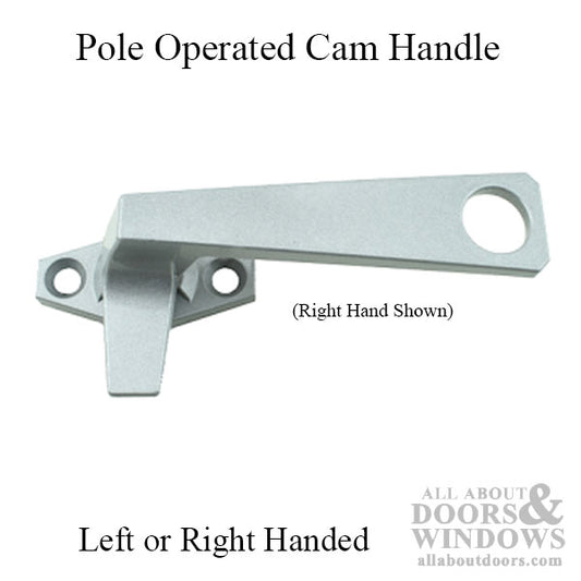 25 series Inline Pole Operated Cam Handle, Aluminum Finish - Choose Handing