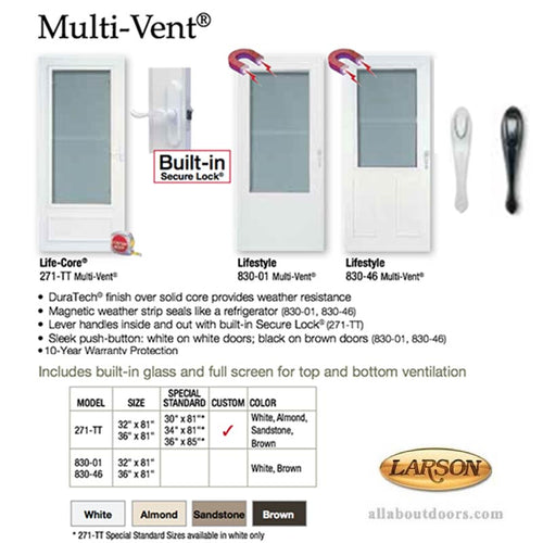 Larson Life Core Multi Vent Screen Door - Larson Life Core Multi Vent Screen Door