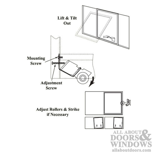 Straight Spring Tension Roller Assembly with 1 Inch Nylon Wheel for Sliding Screen Door - Straight Spring Tension Roller Assembly with 1 Inch Nylon Wheel for Sliding Screen Door