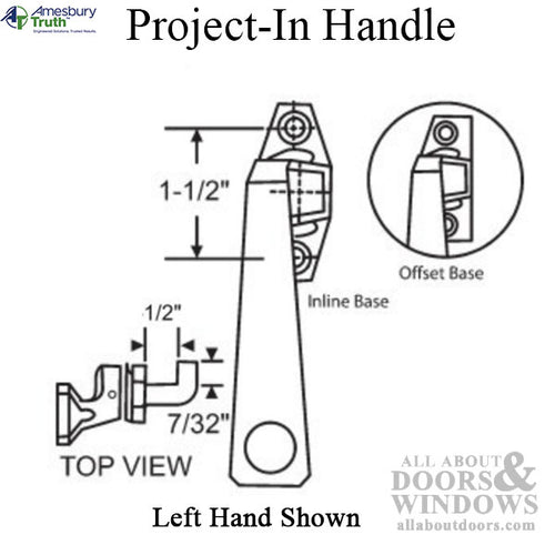 Project-In handle, 1-1/2 screw holes, 1/2” Hook Projection, Pole Ring - Project-In handle, 1-1/2 screw holes, 1/2” Hook Projection, Pole Ring