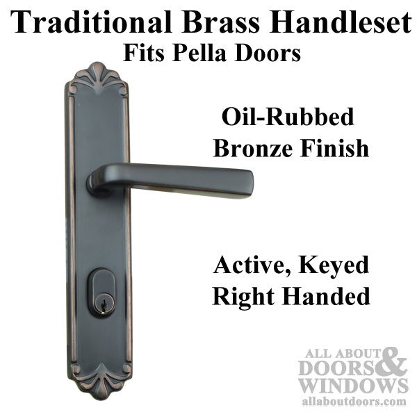 Sion Handle Set for Keyed Pella Door, Right - Oil Rubbed Bronze - Sion Handle Set for Keyed Pella Door, Right - Oil Rubbed Bronze