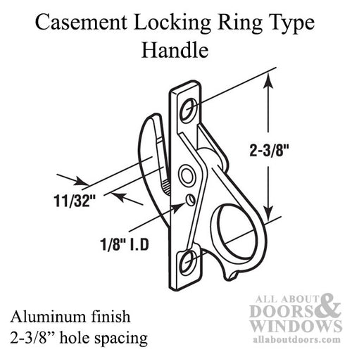 Casement Window Locking Ring Type Handle, 2-3/8  Holespacing - Aluminum - Casement Window Locking Ring Type Handle, 2-3/8  Holespacing - Aluminum