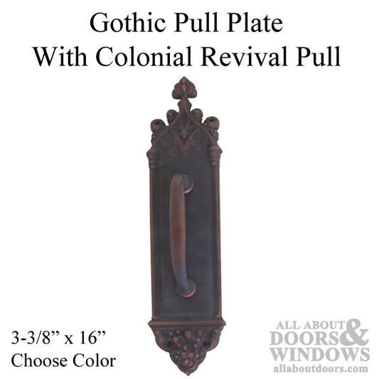 Gothic Pull Plate with Colonial Revival Pull 3-3/8" x 16"