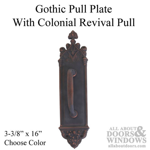 Gothic Pull Plate with Colonial Revival Pull 3-3/8