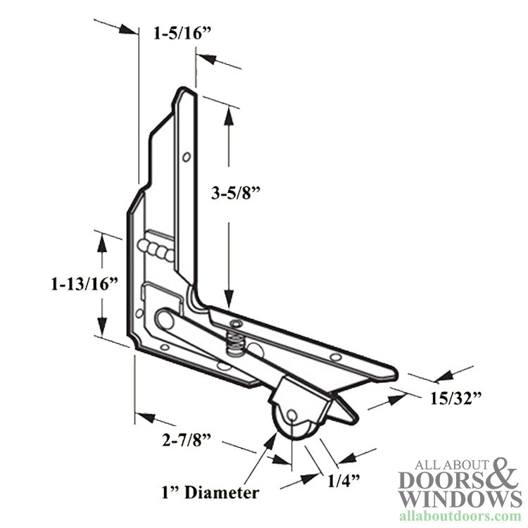 DISCONTINUED Right & Left Corner Insert Roller Assembly w/ 1 in Nylon Wheel for Sliding Screen Door - DISCONTINUED Right & Left Corner Insert Roller Assembly w/ 1 in Nylon Wheel for Sliding Screen Door