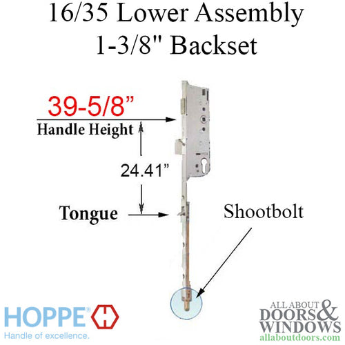 16mm Manual Tongue-Shootbolt 35/92 Gear, 39.62