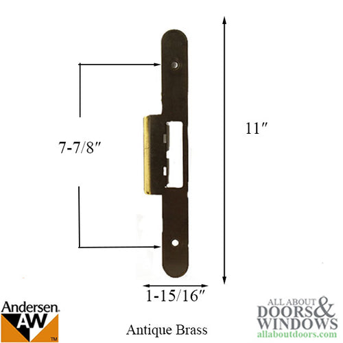 Andersen Latch & Deadbolt Strike Plate Cover, AP/PA  Double Door - Antique Brass - Andersen Latch & Deadbolt Strike Plate Cover, AP/PA  Double Door - Antique Brass