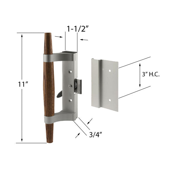 Handle Set - Sliding Patio Door, International - Clamp Latch - Aluminum - Handle Set - Sliding Patio Door, International - Clamp Latch - Aluminum