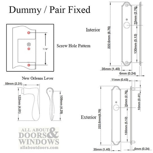 HOPPE Multipoint Dummy Handle Set with New Orleans Lever Satin Nickel - HOPPE Multipoint Dummy Handle Set with New Orleans Lever Satin Nickel